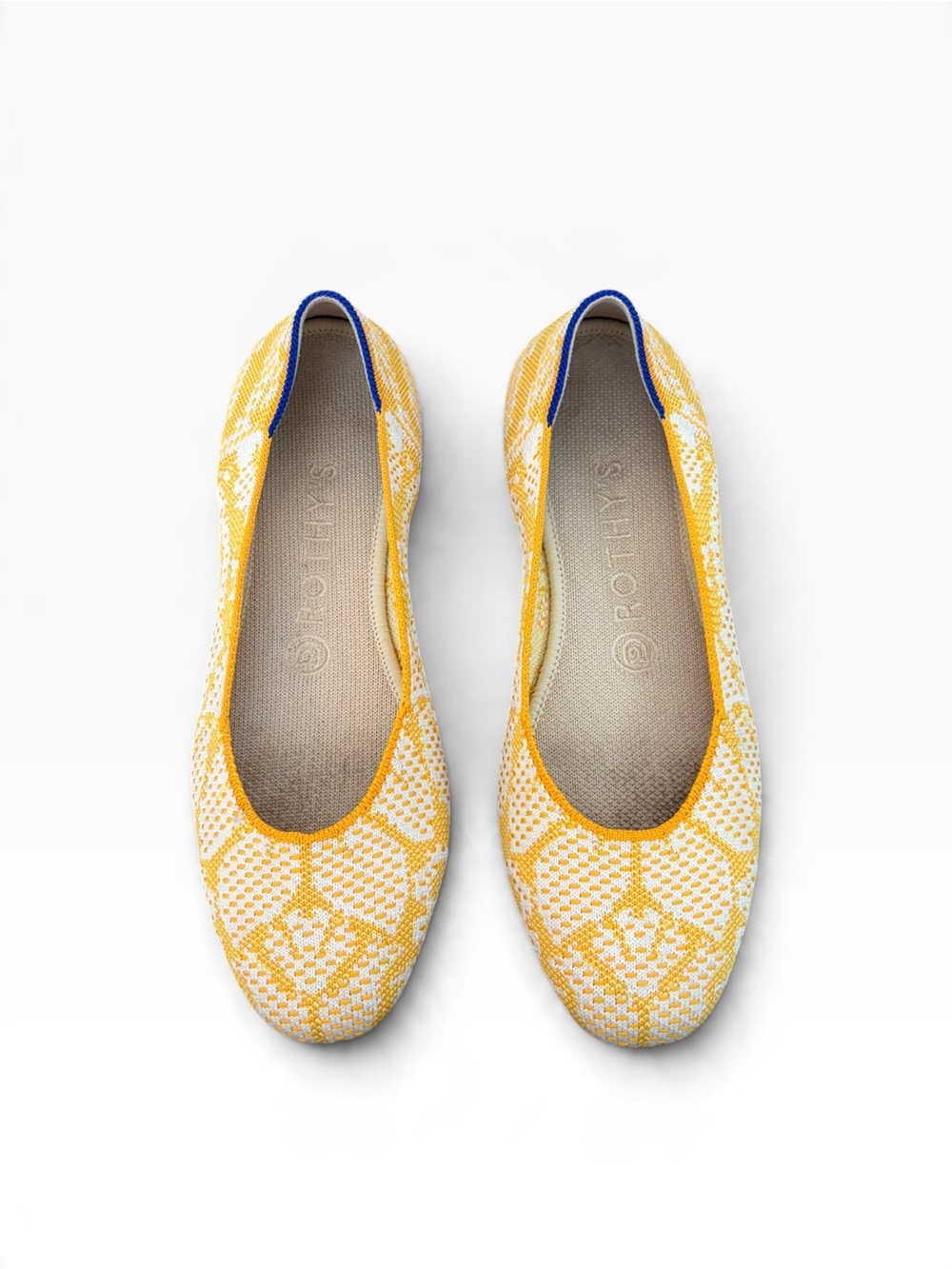 Rothy's The Daisy Yellow and White Knit Flats 7.5